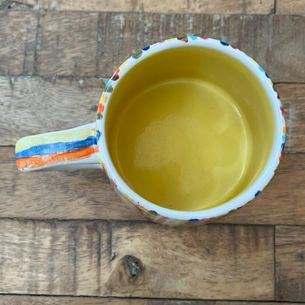 Handmade Ceramic Coffee Mug Rainbow Brush Strokes Design Artist Signed - Picture 8 of 12